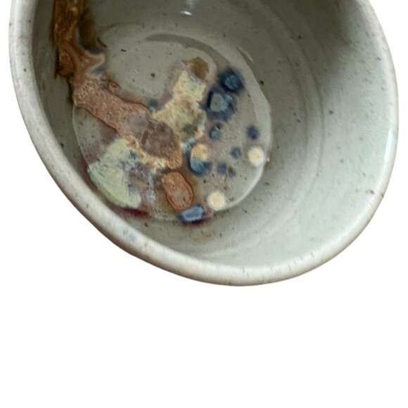 Handmade Pottery Bowl – Studio Stoneware Multicolor Drip Glaze Stunning! 5" dia - Picture 6 of 9